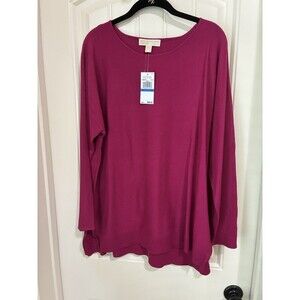 Michael Kors Sweater AZALEA  PINK FUSCHIA MK Gold Logo Career Size XL